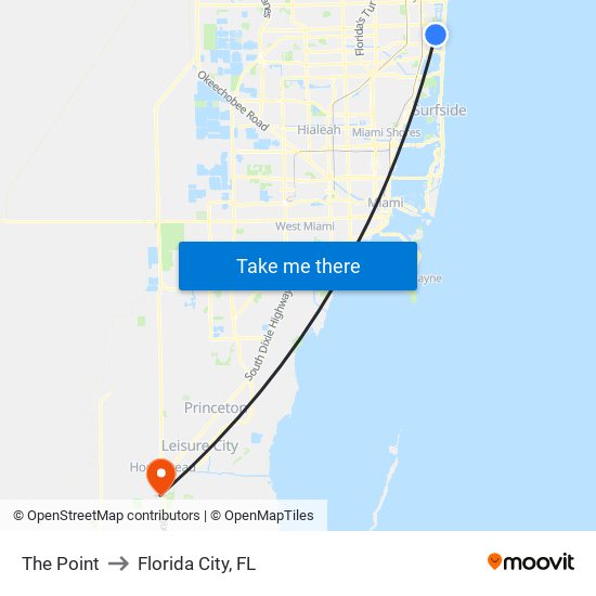 The Point to Florida City, FL map