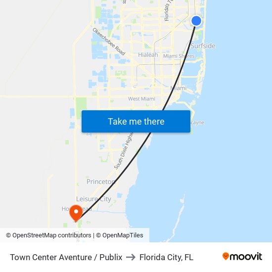 Town Center Aventure / Publix to Florida City, FL map