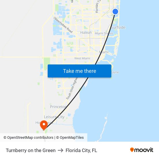 Turnberry on the Green to Florida City, FL map