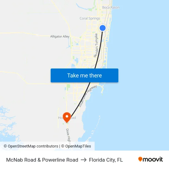 McNab Road & Powerline Road to Florida City, FL map