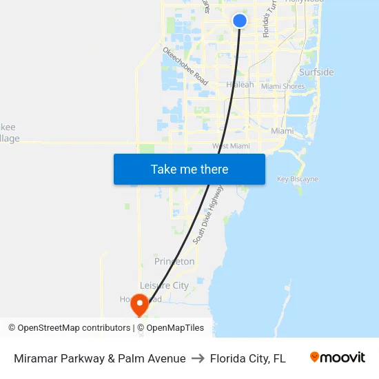Miramar Parkway & Palm Avenue to Florida City, FL map