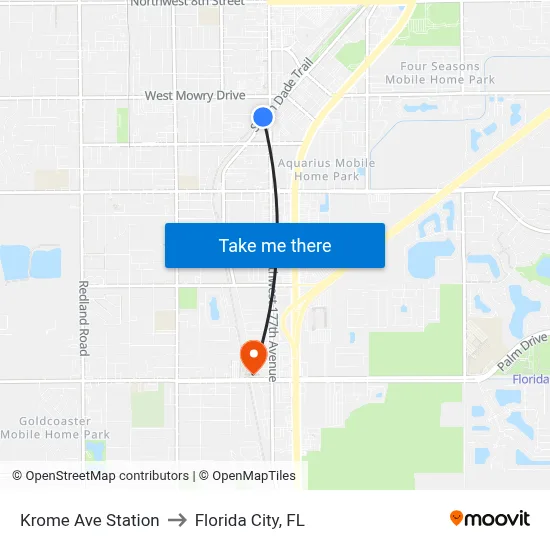 Krome Ave Station to Florida City, FL map