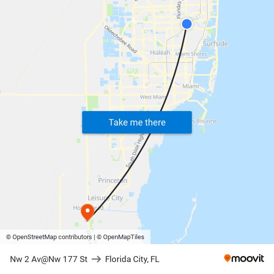 Nw 2 Av@Nw 177 St to Florida City, FL map