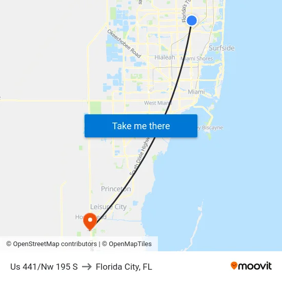Us 441/Nw 195 S to Florida City, FL map