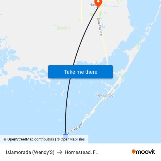 Islamorada (Wendy'S) to Homestead, FL map