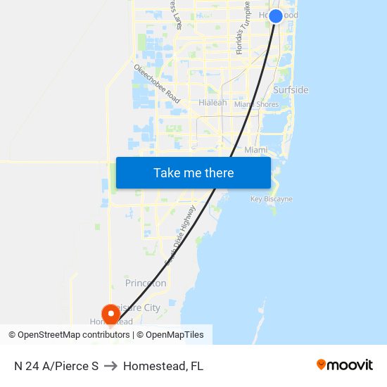 N 24 A/Pierce S to Homestead, FL map