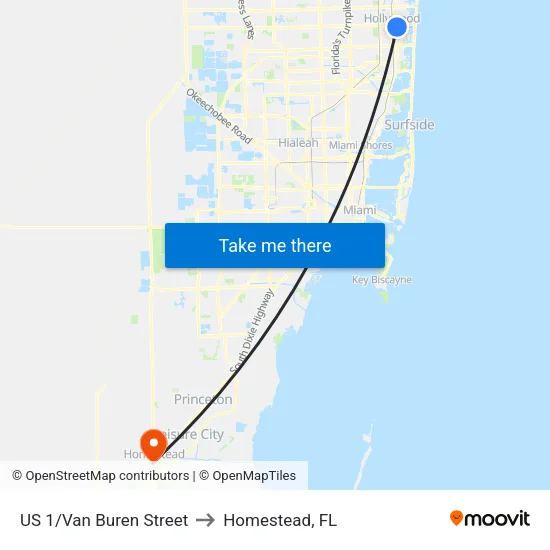 US 1/Van Buren Street to Homestead, FL map