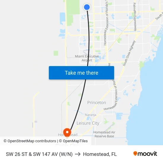 Sw 26 St & Sw 147 Av (W/n) to Homestead, FL map