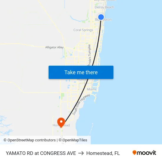 YAMATO RD at CONGRESS AVE to Homestead, FL map