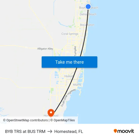 BYB TRS at  BUS TRM to Homestead, FL map