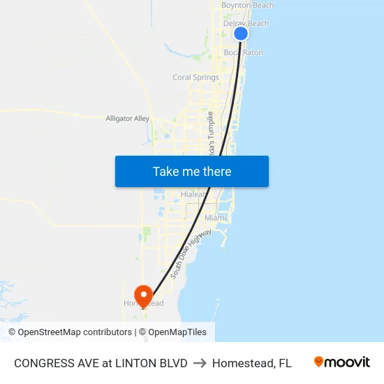 CONGRESS AVE at  LINTON BLVD to Homestead, FL map