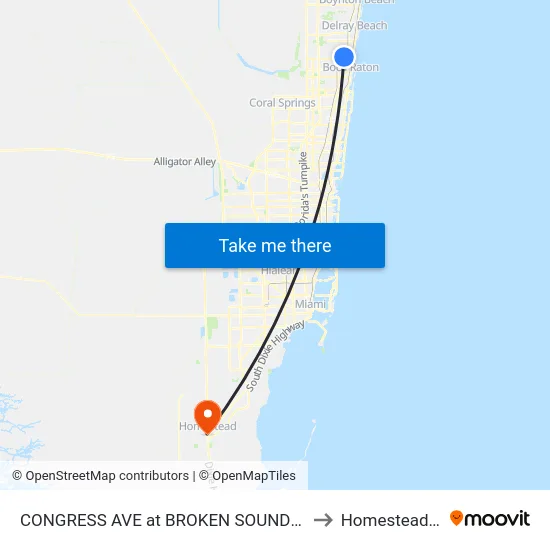 CONGRESS AVE at BROKEN SOUND PKWY to Homestead, FL map