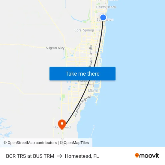 BCR TRS at BUS TRM to Homestead, FL map