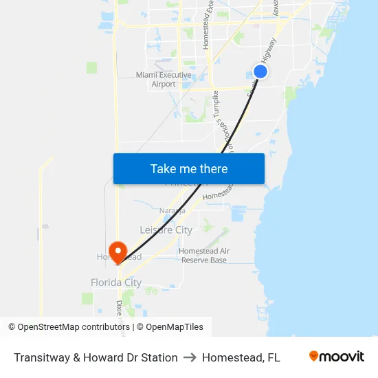 Transitway & Howard Dr Station to Homestead, FL map
