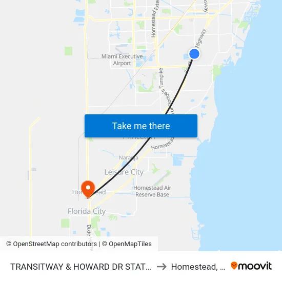 Transitway & Howard Dr Station to Homestead, FL map