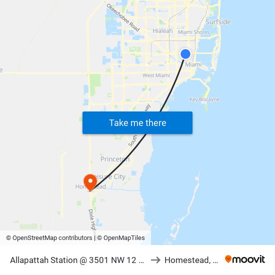 Allapattah Station @ 3501 NW 12 Av to Homestead, FL map