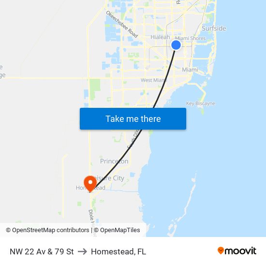 NW 22 Av & 79 St to Homestead, FL map