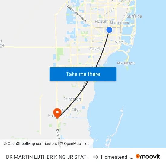 Dr Martin Luther King Jr Station to Homestead, FL map