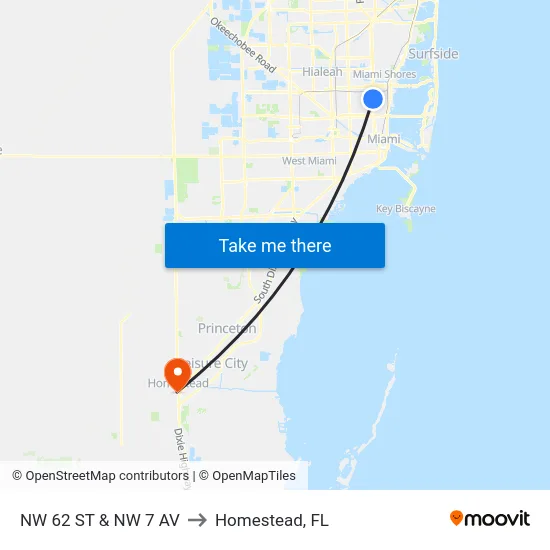Nw 62 St & Nw 7 Av to Homestead, FL map