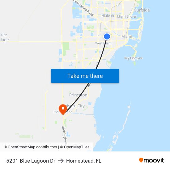 5201 Blue Lagoon Dr to Homestead, FL map