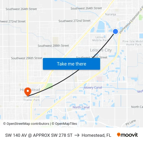 Sw 140 Av @ Approx Sw 278 St to Homestead, FL map