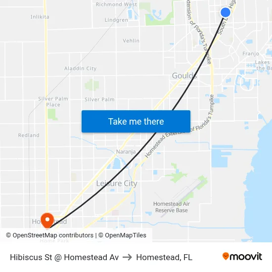 Hibiscus St @ Homestead Av to Homestead, FL map