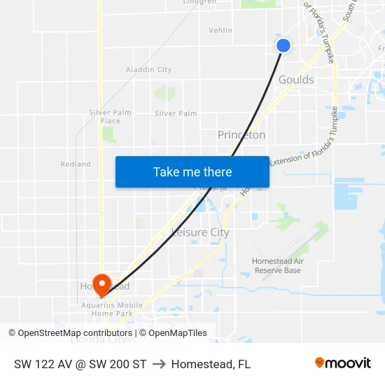 SW 122 AV @ SW 200 ST to Homestead, FL map