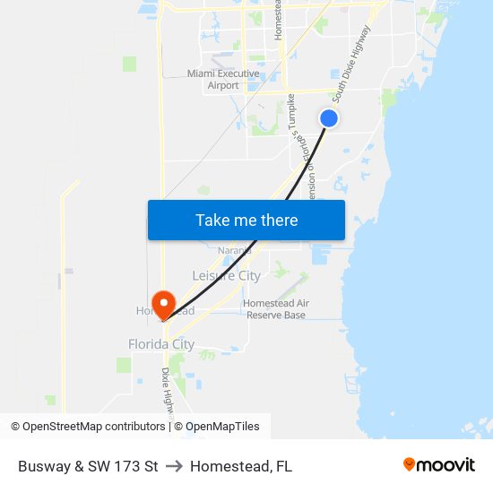 Busway & SW 173 St to Homestead, FL map