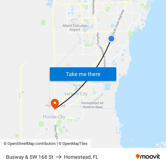 Busway & SW 168 St to Homestead, FL map