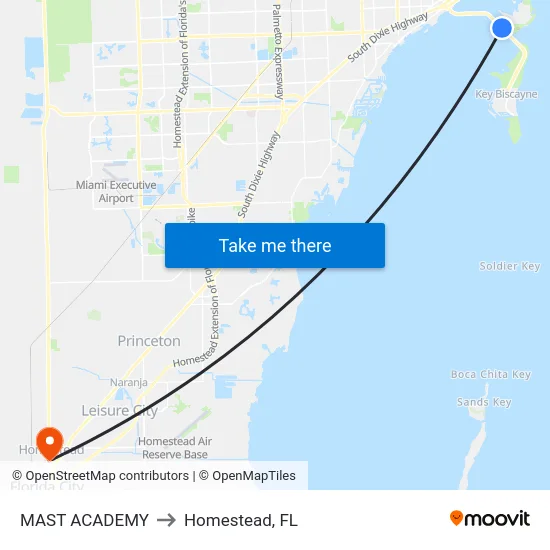Mast Academy to Homestead, FL map