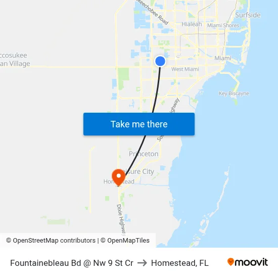 Fountainebleau Bd @ Nw 9 St Cr to Homestead, FL map