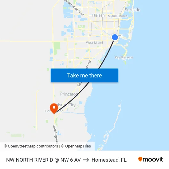 Nw North River D @ Nw 6 Av to Homestead, FL map