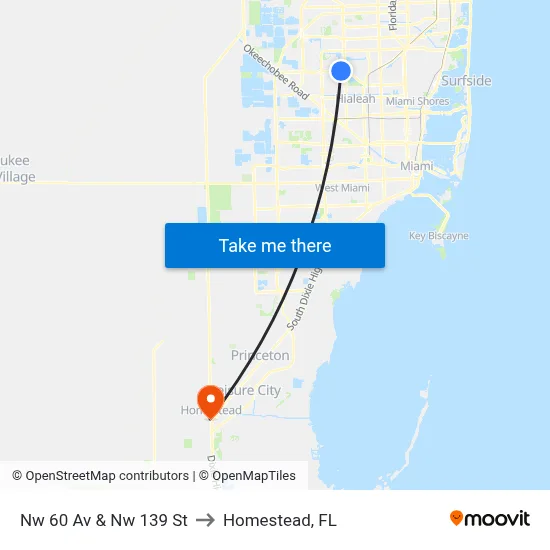 Nw 60 Av & Nw 139 St to Homestead, FL map