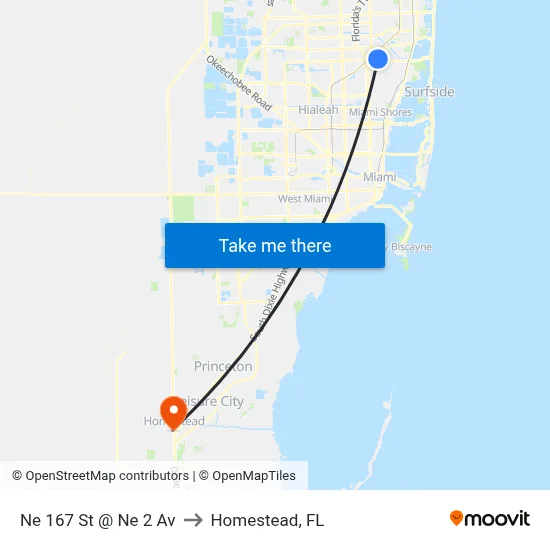 Ne 167 St @ Ne 2 Av to Homestead, FL map