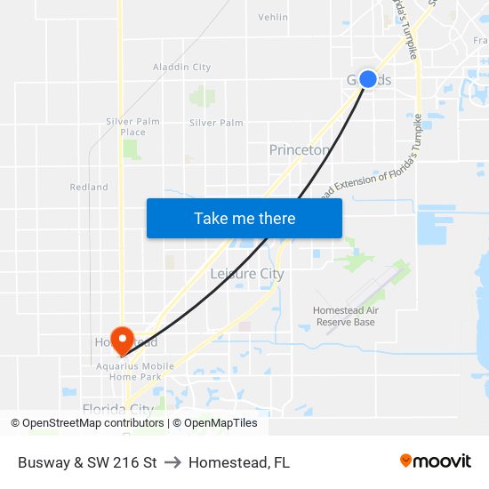 Busway & SW 216 St to Homestead, FL map