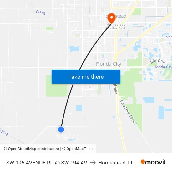 Sw 195 Avenue Rd @ Sw 194 Av to Homestead, FL map