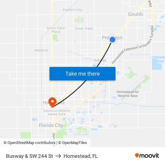 Busway & SW 244 St to Homestead, FL map
