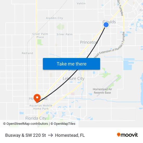 Busway & SW 220 St to Homestead, FL map