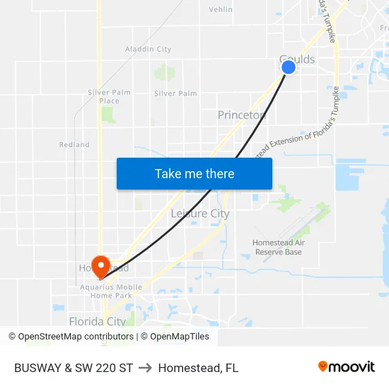 Transitway & Sw 220 St to Homestead, FL map