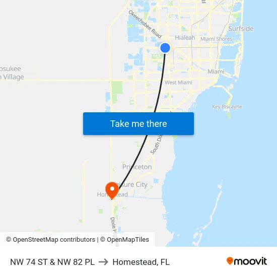 Nw 74 St & Nw 82 Pl to Homestead, FL map