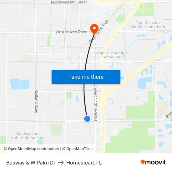 Busway & W Palm Dr to Homestead, FL map