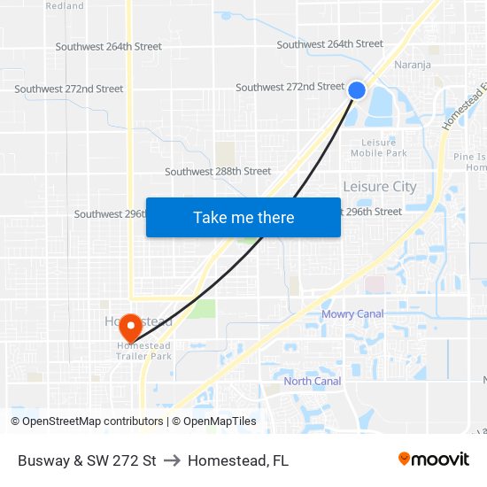 Busway & SW 272 St to Homestead, FL map
