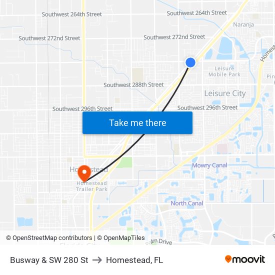 Busway & SW 280 St to Homestead, FL map