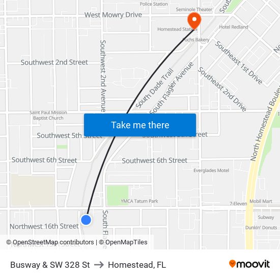 Busway & SW 328 St to Homestead, FL map