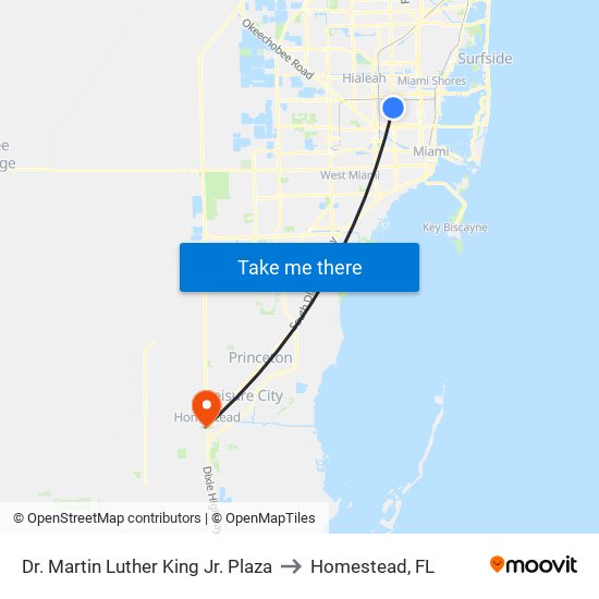 Dr. Martin Luther King Jr. Plaza to Homestead, FL map