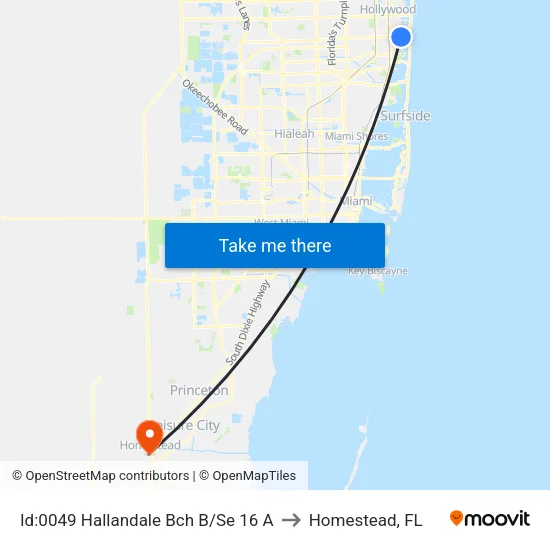 Id:0049 Hallandale Bch B/Se 16 A to Homestead, FL map
