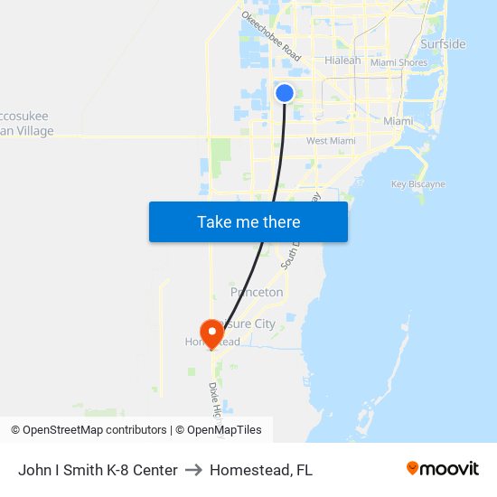 John I Smith K-8 Center to Homestead, FL map