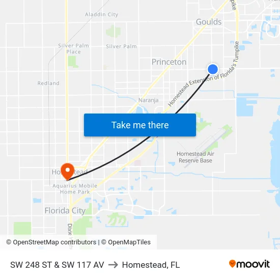 Sw 248 St & Sw 117 Av to Homestead, FL map