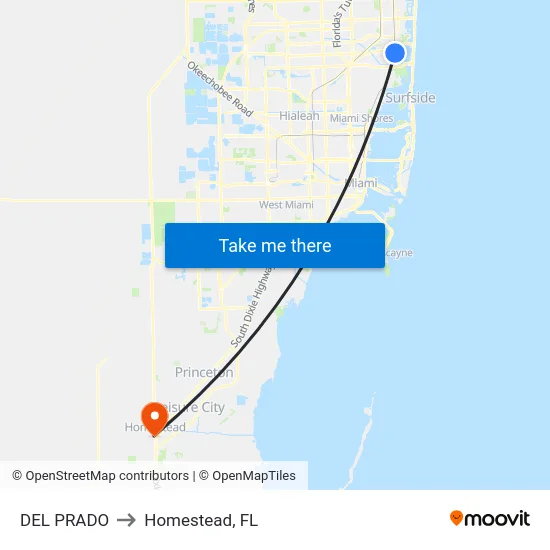 Del Prado to Homestead, FL map