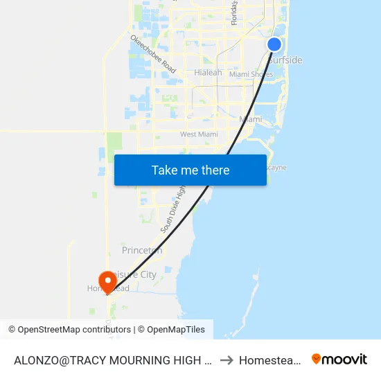 Alonzo@tracy Mourning High School to Homestead, FL map